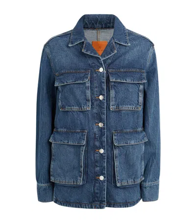 Anine Bing Alden Denim Jacket In Navy