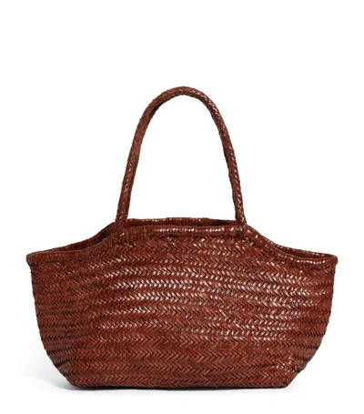 Weekend Max Mara Leather Woven Tote Bag In Brown