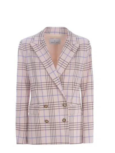Manuel Ritz Double-breasted Jacket  Check Viscose Blend In Rosa