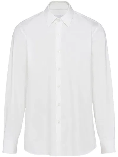 Prada Long-sleeve Cotton Shirt In Bianco