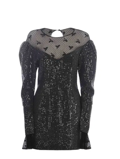 Rotate Birger Christensen Dress Rotate Sequins Made Of Twill In Nero