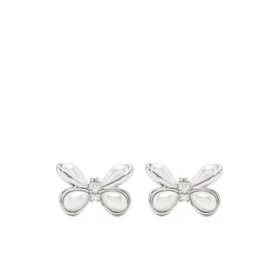 Shushu-tong Silver & White Yvmin Edition Large Pearl Butterfly Flower Earrings In Silver/neutrals