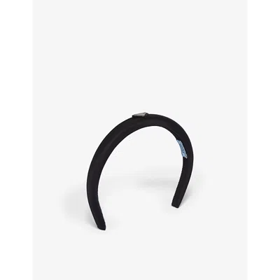 Prada Re-nylon Logo-plaque Headband In Black