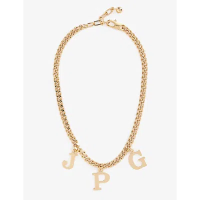 Jean Paul Gaultier Womens Gold Brand-initial Brass Necklace