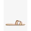 Ancient Greek Sandals Desmos Vachetta Interlocking Flat Slide Sandals In Beige Comb