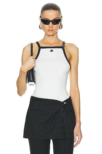 Courrèges Buckle Contrast Tank Top In Heritage White,black