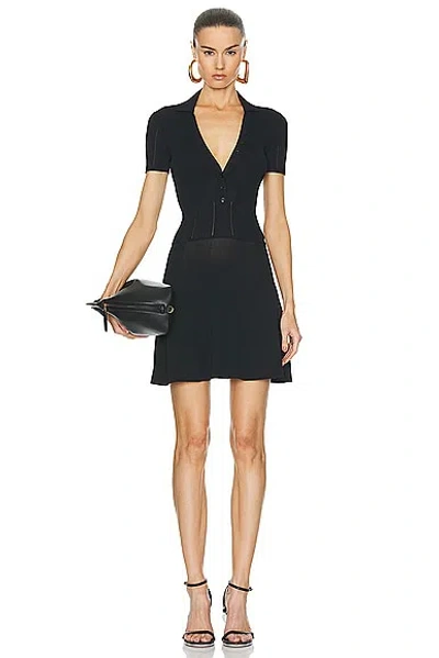 Jacquemus La Mini Dressing Gown Yauco Polo Dress In Black