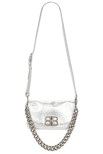 Balenciaga Bb Soft Flap Small Bag In Silver