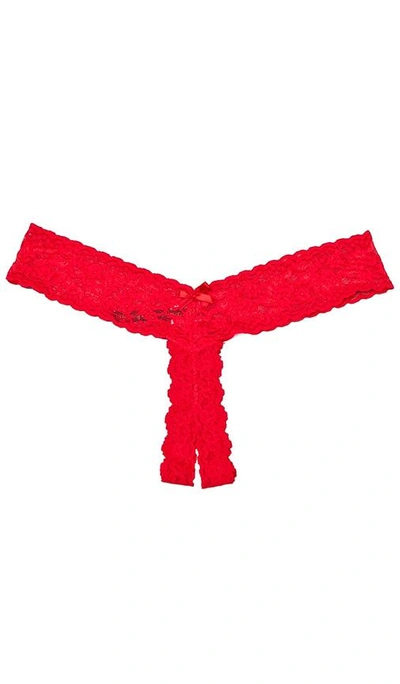 Hanky Panky After Midnight Signature Lace Open-panel Low-rise Thong In Red