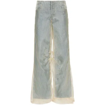 Christopher Esber Silk-cotton Wide-leg Jeans In Blue