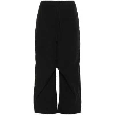 Lemaire Tapered-leg Cropped Trousers In Black