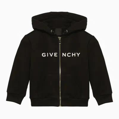 Givenchy Kids' 4g Logo印花拉链连帽衫 In Black