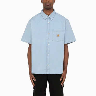 Carhartt Wip Ody Cotton Shirt In Blue Stone Bleached