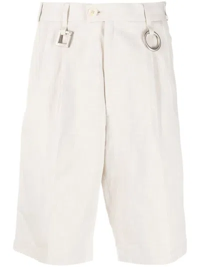 Jacquemus Le Rond Carre Cotton Shorts In Neutrals