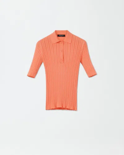Fabiana Filippi Silk And Cotton Blend Polo Shirt In Coral