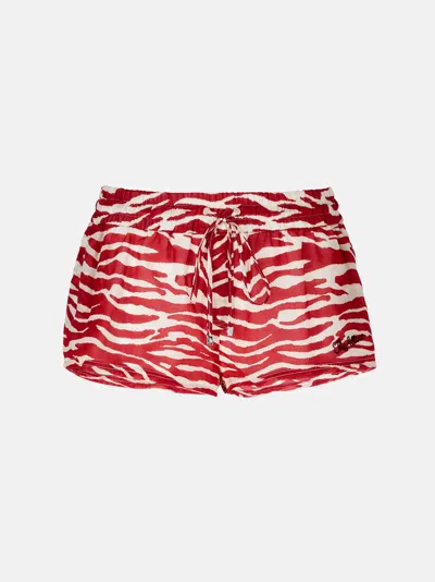 Attico Red And Milk Short Pants In Red/milk
