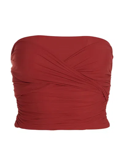 Atlein Off-shoulder Draping Top In Red