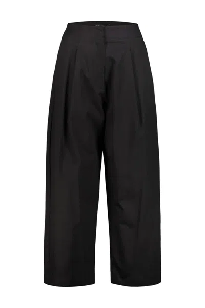 Dr. Hope Cotton Pant Whit Pleat Clothing In Black