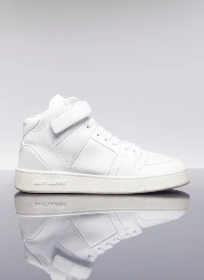 Saint Laurent Greenwich Leather High-top Trainers In White