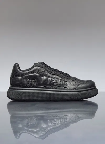 Alexander Wang Puff Pebble Leather Trainer With Logo In Black