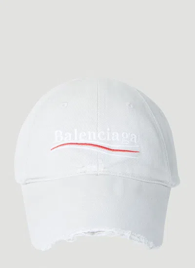 Balenciaga Men Political Campaign Baseball Cap In White