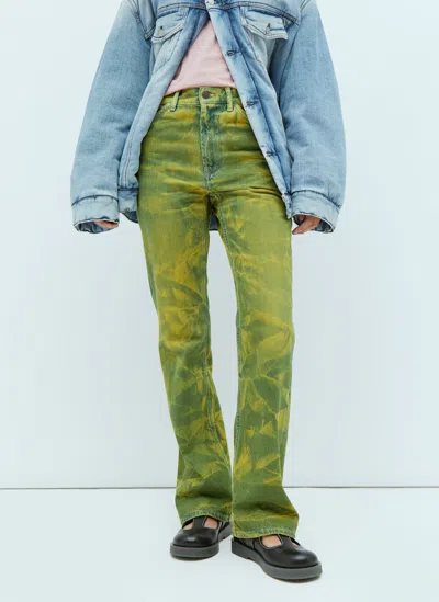 Acne Studios 1977 Abstract-wash Straight-leg Mid-rise Jeans In Yellow Blue