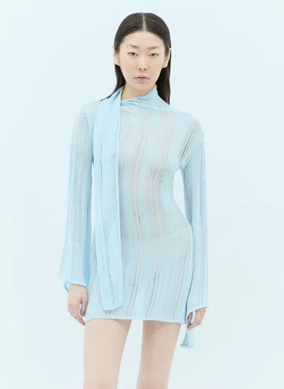 Aya Muse Lys Knitted Mini Dress In Light Blue