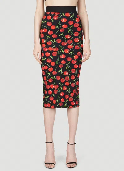 Dolce & Gabbana Printed Stretch-jersey Skirt In Red