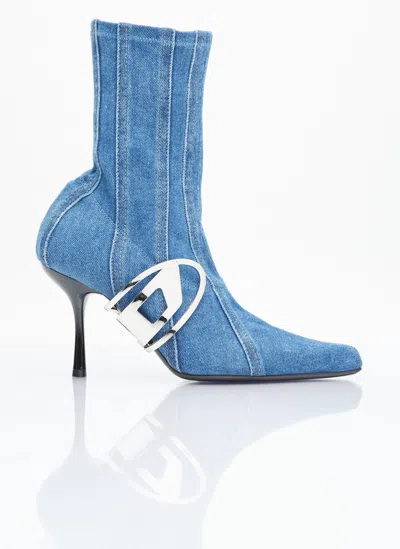 Diesel Blue D-eclipse Bt C Denim Ankle Boot In H5414