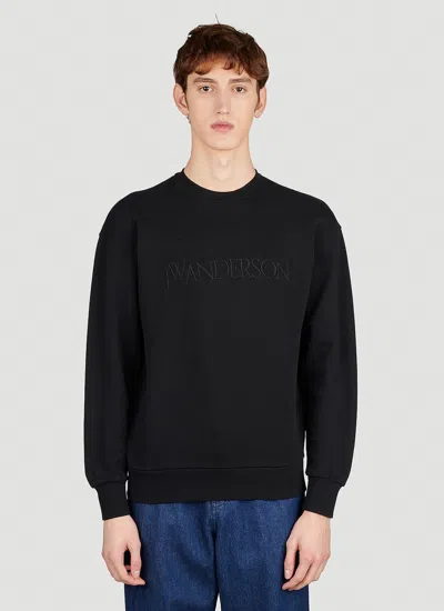 Jw Anderson Black Embroidered Sweatshirt In 999 Black