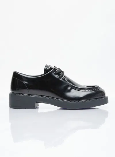 Prada Brushed Leather Lace-up Shoes In Black