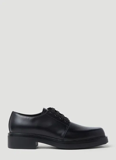 Prada Brushed-leather Derby Shoes In Black