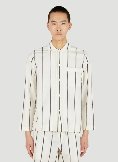 Tekla Poplin Striped Organic Cotton Pyjama Shirt In Neutrals