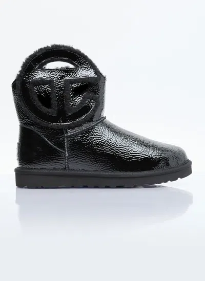 Ugg X Telfar Mens Black Crinkle-texture Leather Ankle Boots
