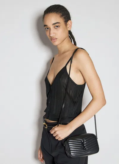 Saint Laurent Mini Lou Leather Shoulder Bag In Black