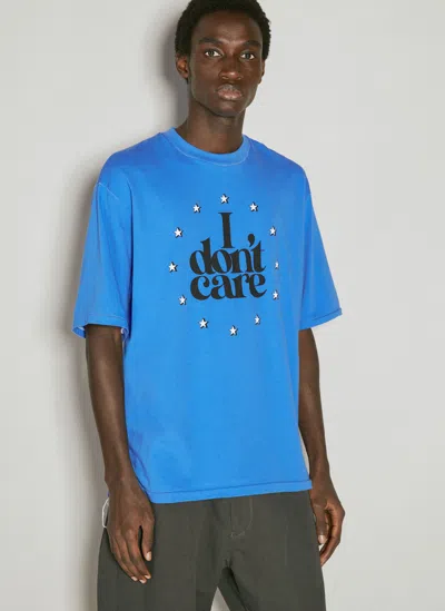 Undercover I Don't Care Print Cotton T-shirt In Blue