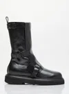 Max Mara 20mm Buckleboots Leather Tall Boots In Black