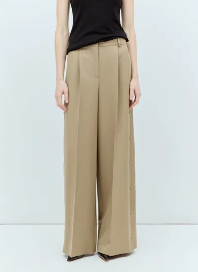 Max Mara Wide Leg Cropped Trousers In Beige