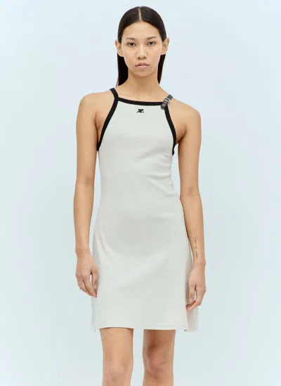 Courrèges Buckle Contrast Dress In Cream