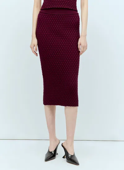 Dries Van Noten Woven Knit Tiffany Midi Skirt In Burgundy