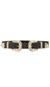 B-low The Belt Ornate Buckle Leather Belt In Black & Gold
