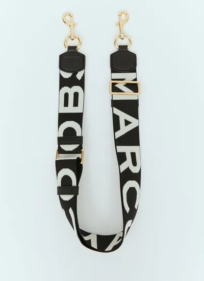 Marc Jacobs Logo-jacquard Canvas Bag Strap In Black And White