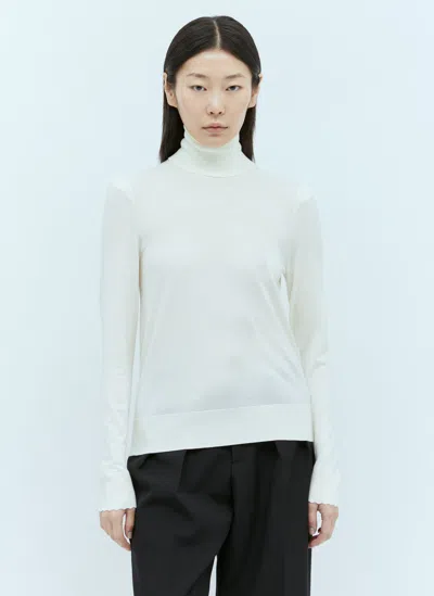 Chloé Turtleneck Wool Knit Sweater In White