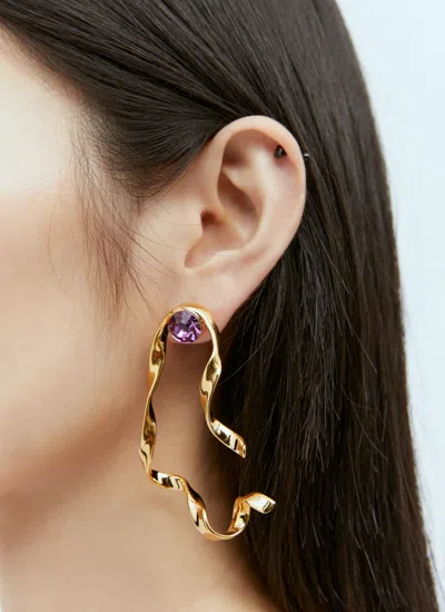 Dries Van Noten Brass Earrings In Purple