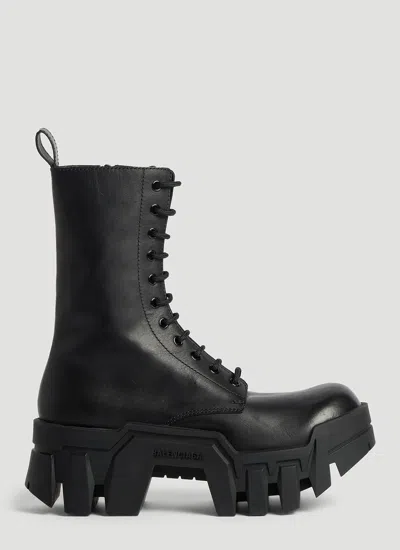 Balenciaga Bulldozer Lace-up Leather Ankle Boots In Black