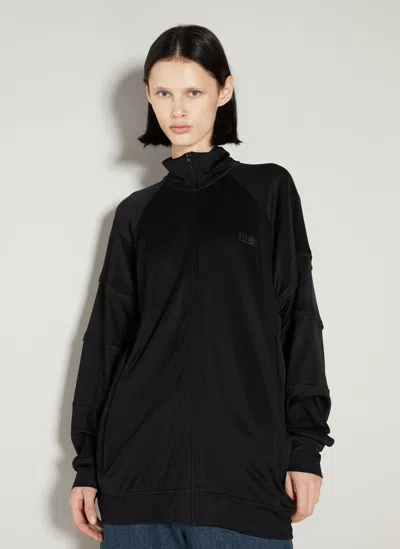 Mm6 Maison Margiela Logo Applique Zip-up Sweatshirt In Black