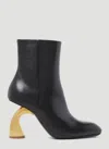 Dries Van Noten Leather Metallic-heel Ankle Booties In Black