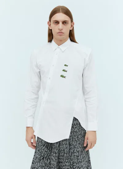 Comme Des Garçons Shirt X Lacoste Logo Embroidered Buttoned Shirt In Bianco
