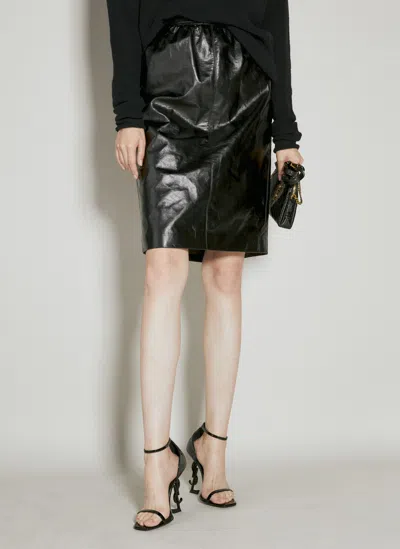 Saint Laurent High-waist Leather Pencil Skirt In Black