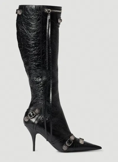 Balenciaga Le Cagole Leather Heel Boots In Black